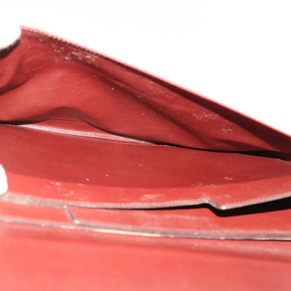 CARTIER Clutch Bag Leather Wine Red Auth 50447 - Picture 12 of 16